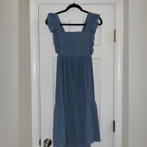 SHEIN Tie Back Chambray Midi Dress